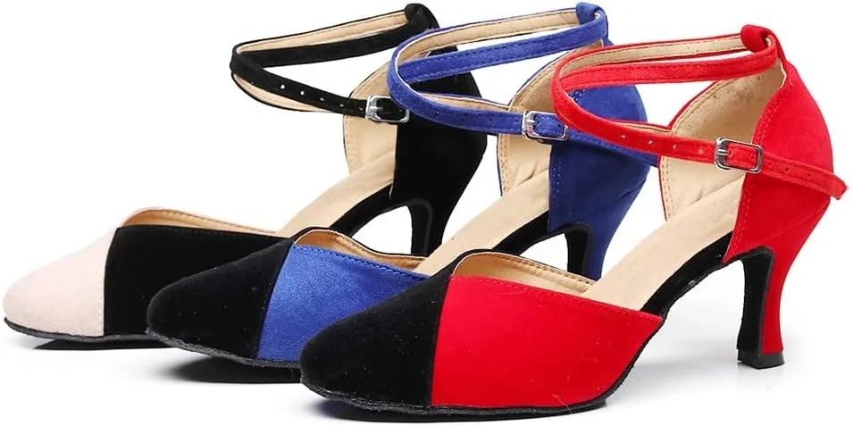 TDA Women's Closed Toe Cross Strap Tagno Salsa Evening Wedding Party Ballroom Modern Latin Dance Shoes