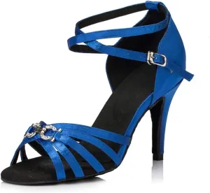 TDA Women's Peep Toe Cut-out Buckle Satin Stiletto Heel Social Tango Latin Modern Dance Wedding Shoes