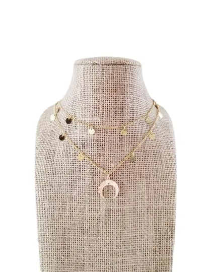 Tiny Boho Chic Gold Horn Coins Minimal Multi Layered Necklace Southern Girl Charm