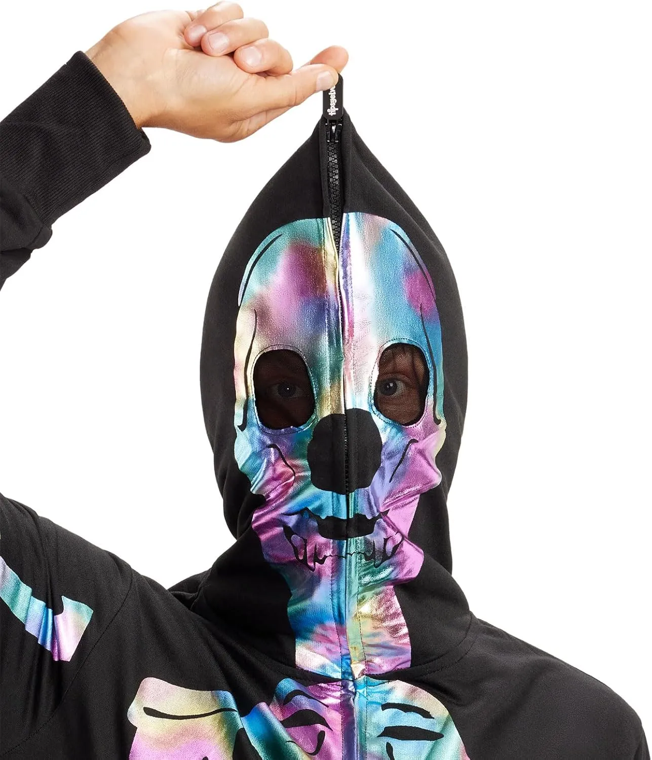 Tipsy Elves Halloween Skeleton Costume for Men - Comfy Easy Adult Onesie Jumpsuit - Front and Back Print with Zip Up Mask