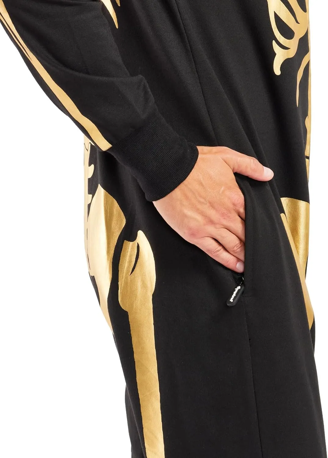 Tipsy Elves Halloween Skeleton Costume for Men - Comfy Easy Adult Onesie Jumpsuit - Front and Back Print with Zip Up Mask
