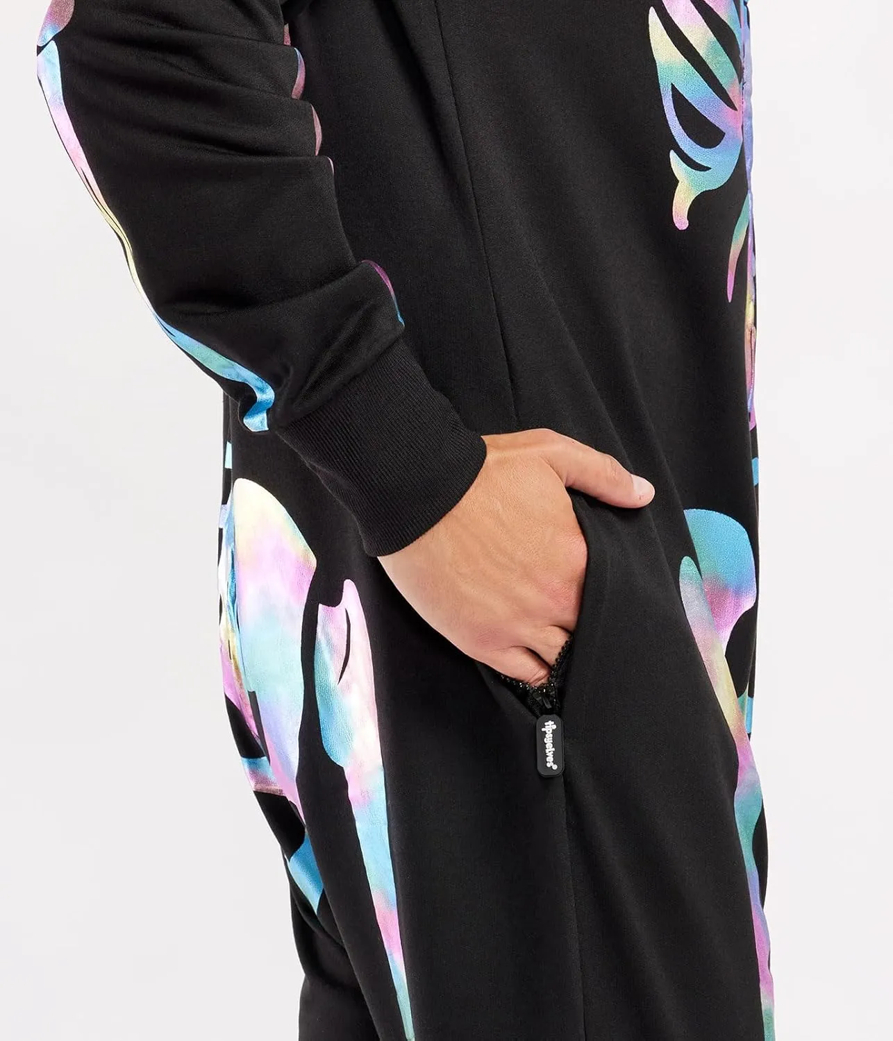 Tipsy Elves Halloween Skeleton Costume for Men - Comfy Easy Adult Onesie Jumpsuit - Front and Back Print with Zip Up Mask