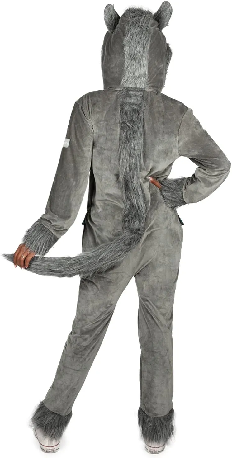 Tipsy Elves Womens Wolf Halloween Costume - Wild Animal Costumes for Women Adult Hooded Front Zipper Onesie Jumpsuits
