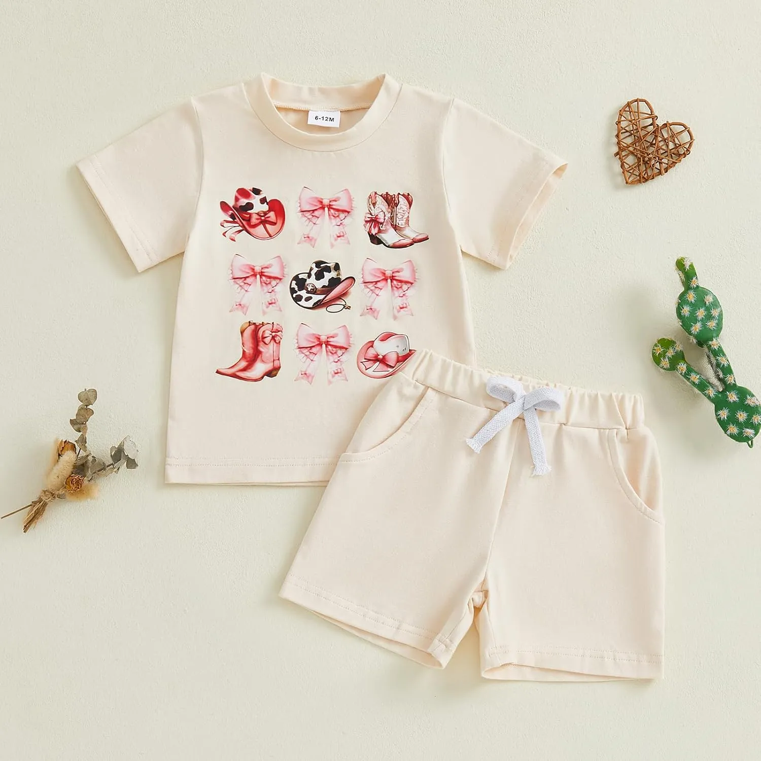 Toddler Girl Western Summer Outfit Cowgirl Boots Clothes Short Sleeve T-shirt And Shorts Set 2 Piece Cute Clothing