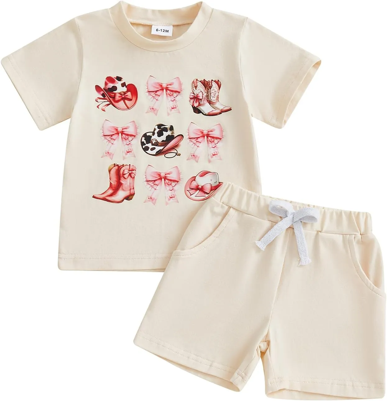 Toddler Girl Western Summer Outfit Cowgirl Boots Clothes Short Sleeve T-shirt And Shorts Set 2 Piece Cute Clothing