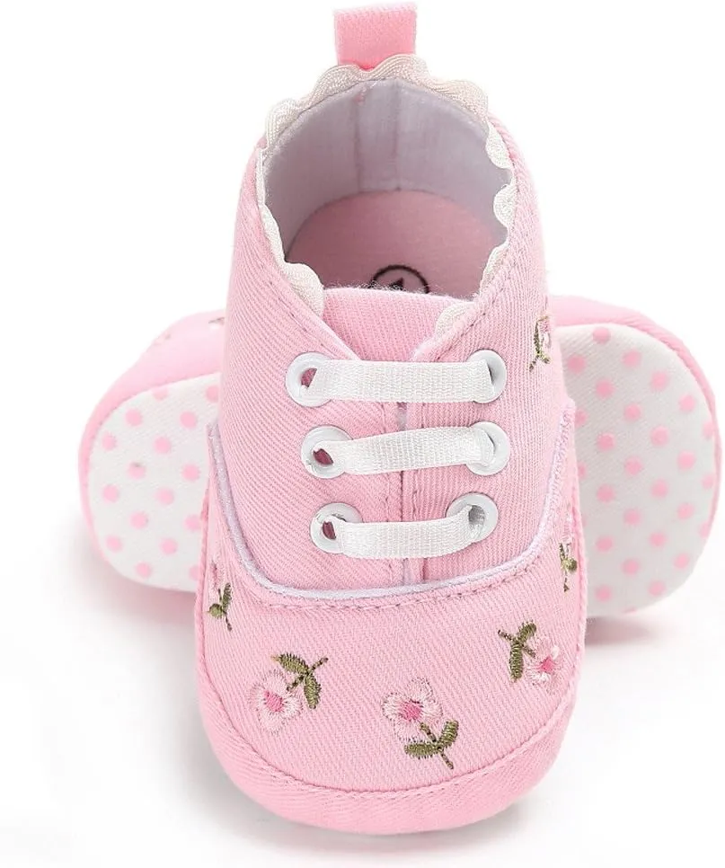 Toddler Shoes Canvas - Infant Boys Girls Floral Crib Shoes Soft Sole Anti-Slip Sneakers 0-18 Months