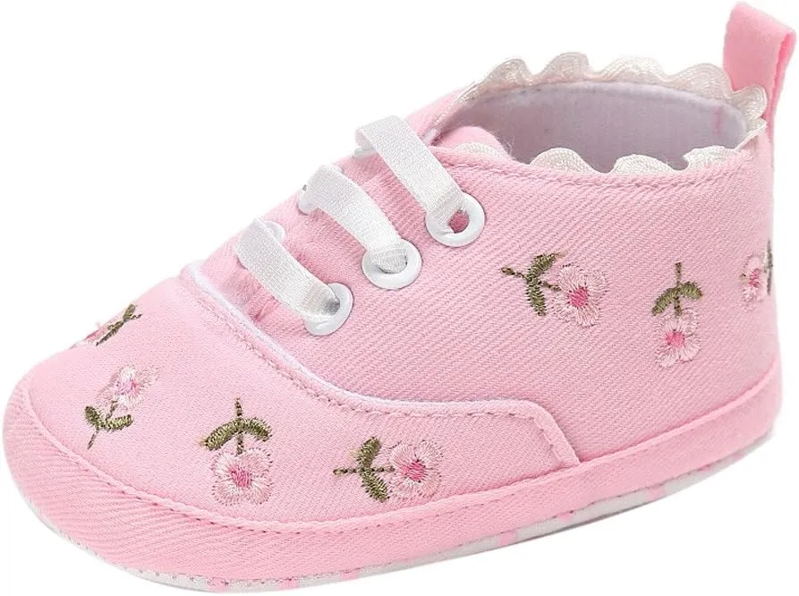 Toddler Shoes Canvas - Infant Boys Girls Floral Crib Shoes Soft Sole Anti-Slip Sneakers 0-18 Months