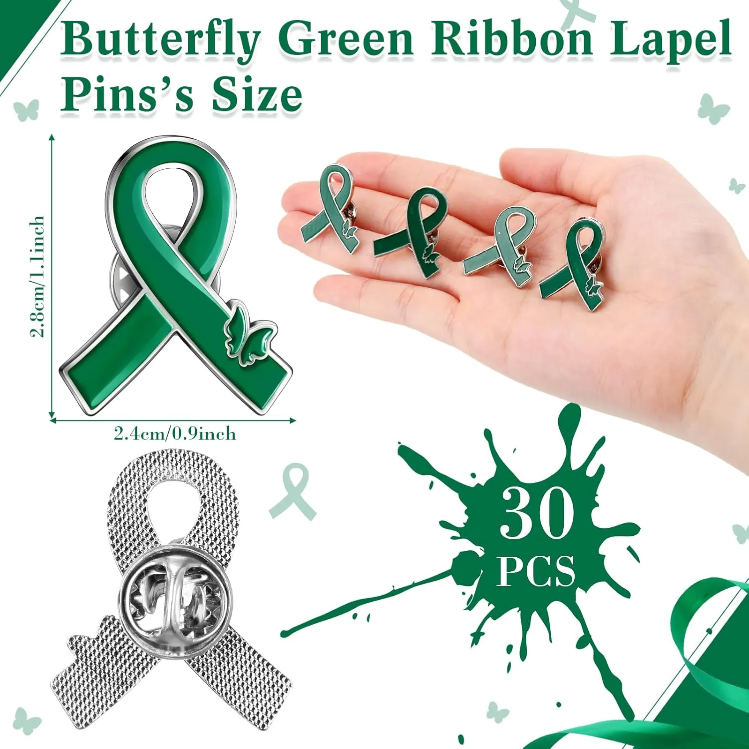 Tondiamo Green Ribbon Lapel Pins Mental Health Awareness Pin Hope Brooch Badge Items Favors Gifts for Campaigns Event