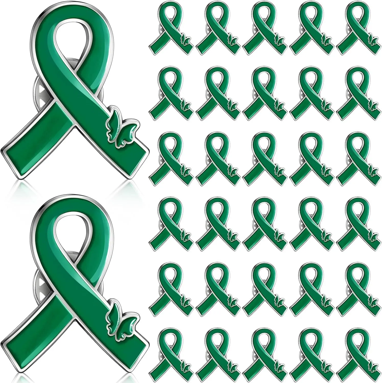 Tondiamo Green Ribbon Lapel Pins Mental Health Awareness Pin Hope Brooch Badge Items Favors Gifts for Campaigns Event