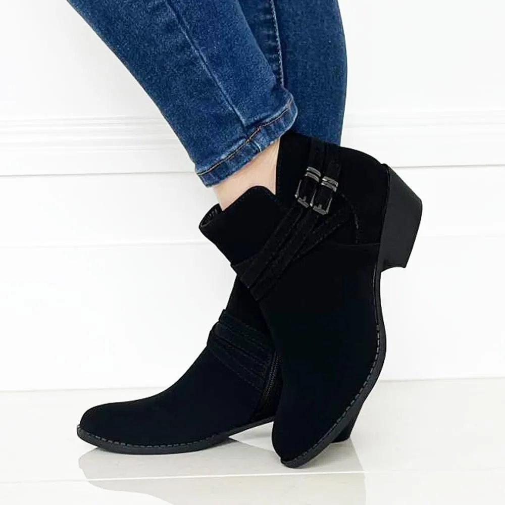 TOP Moda EC89 Women's Foldover Lace Up Low Chunky Heel Ankle Booties