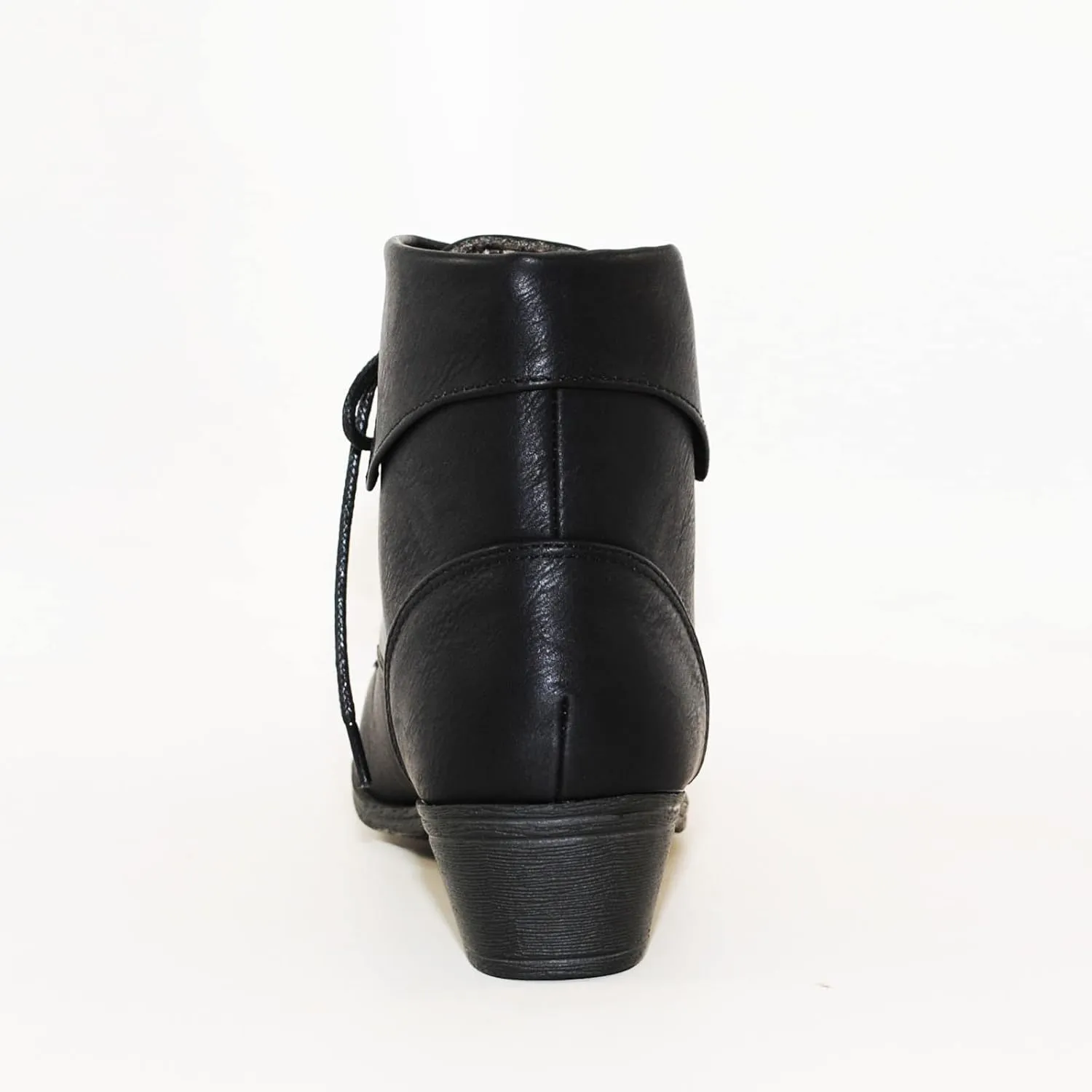TOP Moda EC89 Women's Foldover Lace Up Low Chunky Heel Ankle Booties