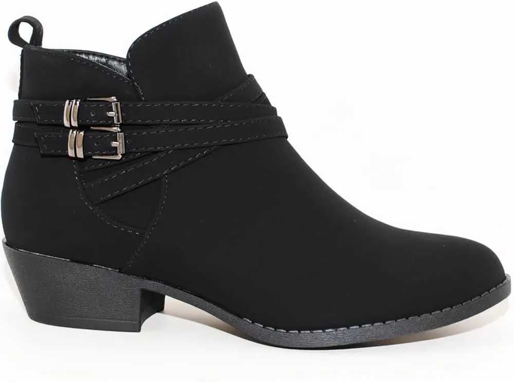 TOP Moda EC89 Women's Foldover Lace Up Low Chunky Heel Ankle Booties