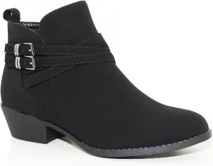 TOP Moda EC89 Women's Foldover Lace Up Low Chunky Heel Ankle Booties