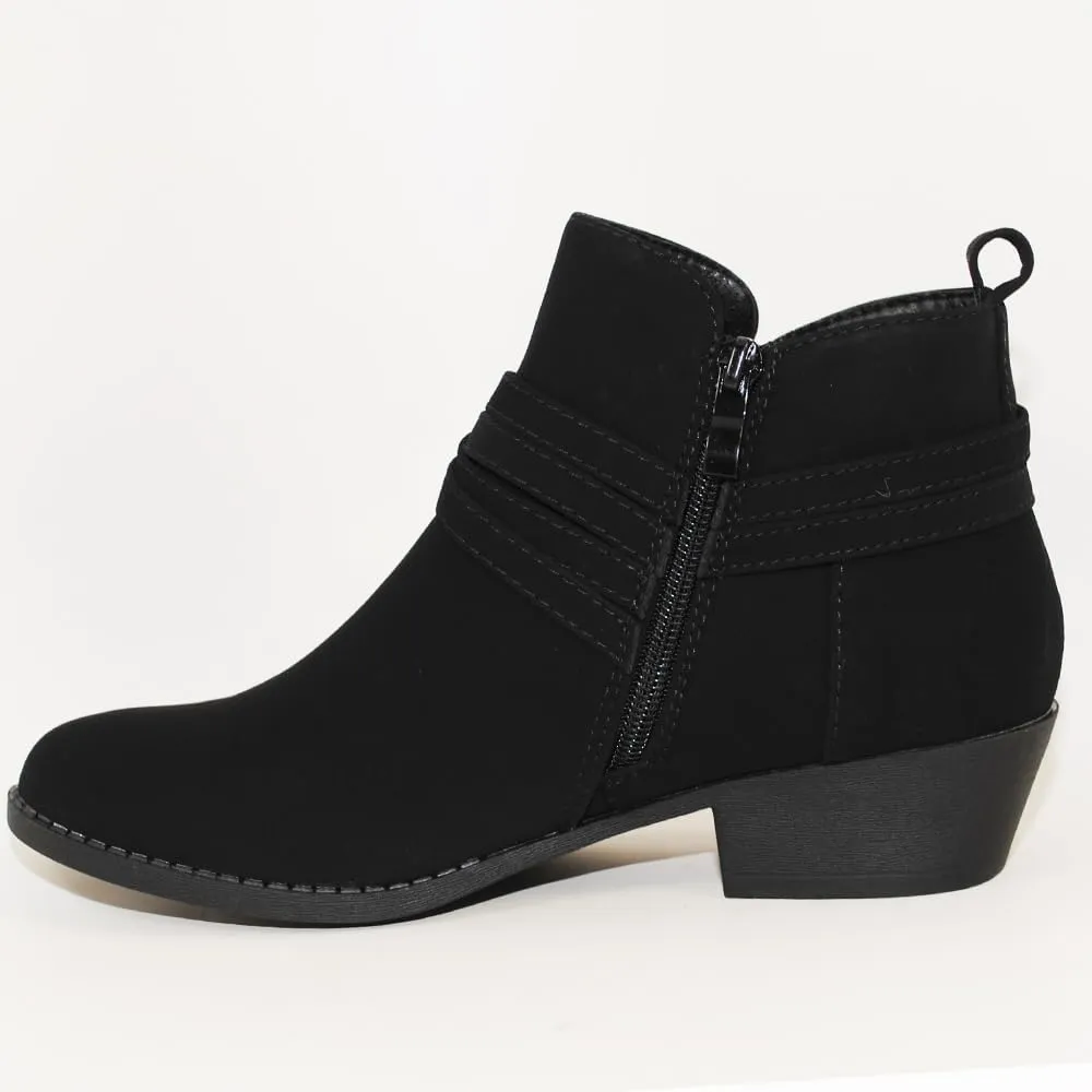TOP Moda EC89 Women's Foldover Lace Up Low Chunky Heel Ankle Booties