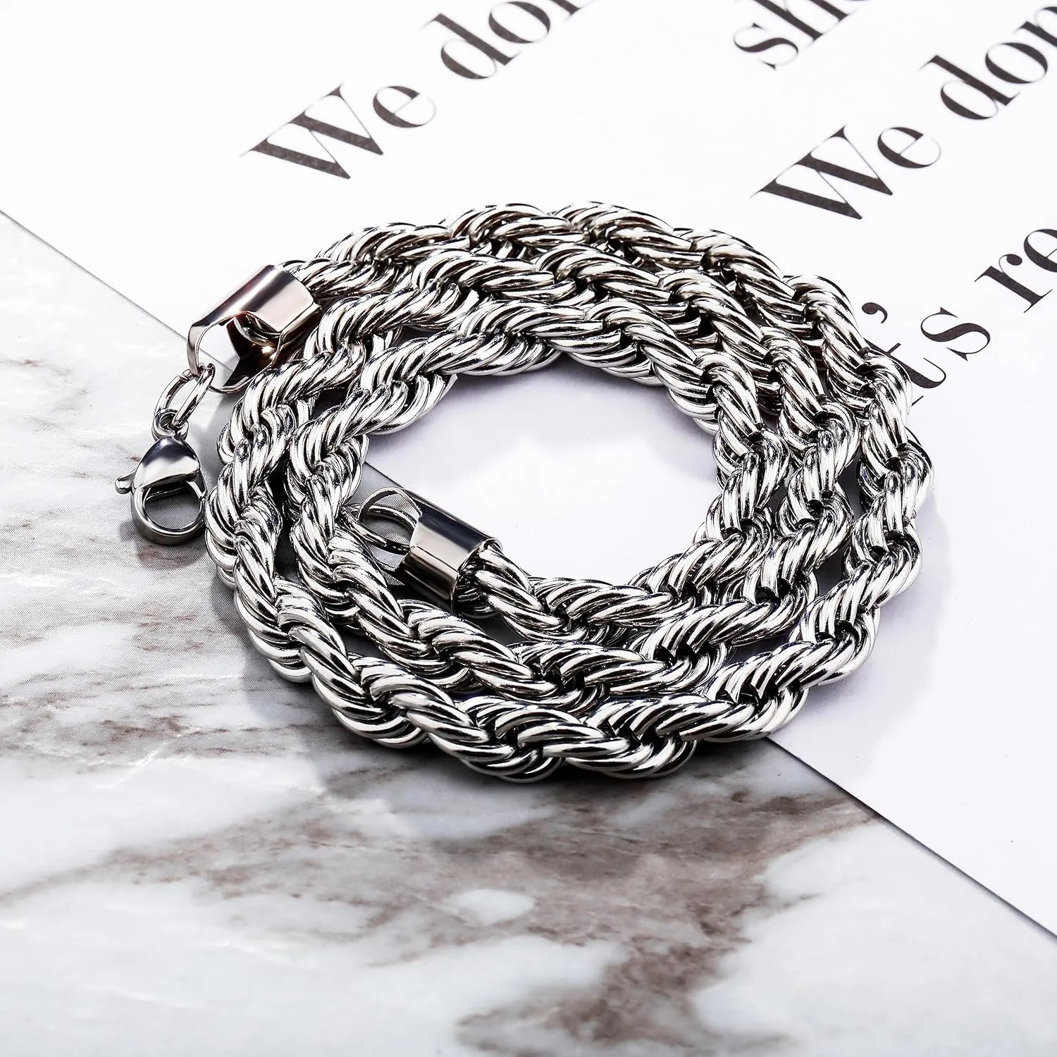 TOPGRILLZ Rope Gold Necklace for Women Choker Necklace Gold Chain for Men 8mm 14K Gold Plated Twist Rope Gifts for Women