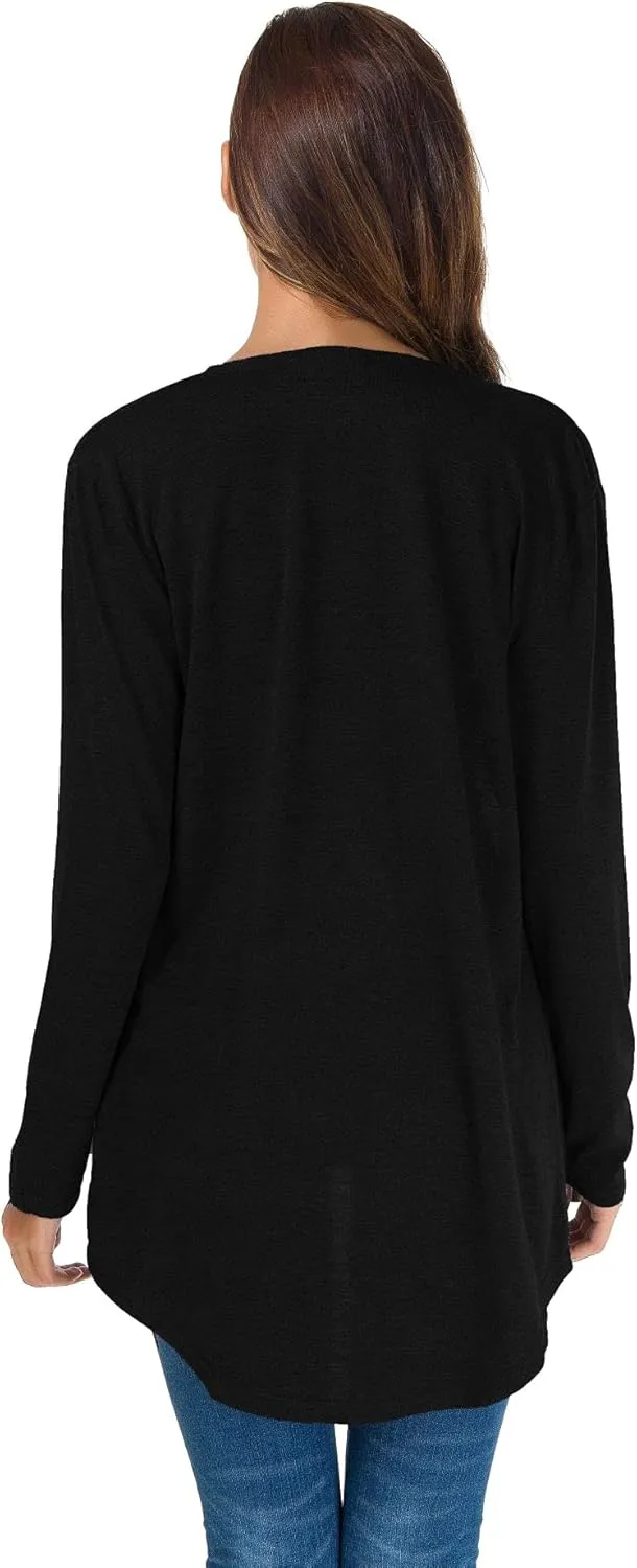TownCat Cardigans for Women Loose Casual Long Sleeved Open Front Breathable Cardigans with Pockets