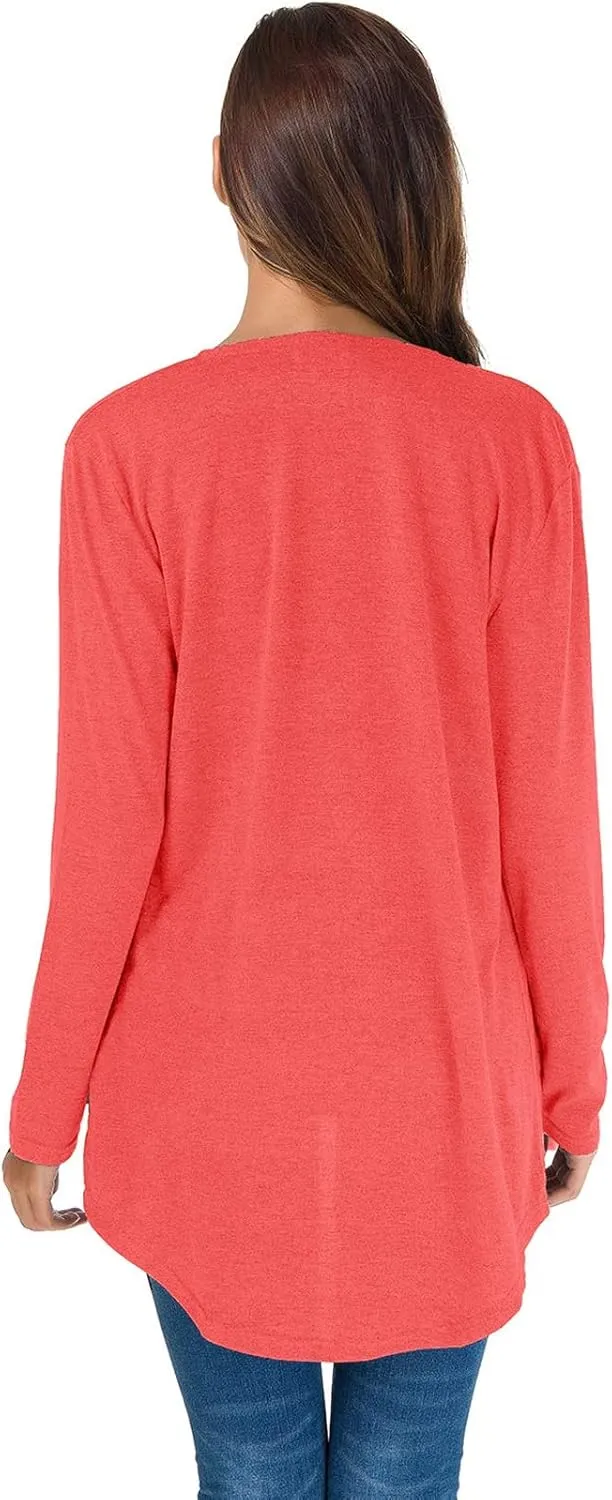 TownCat Cardigans for Women Loose Casual Long Sleeved Open Front Breathable Cardigans with Pockets