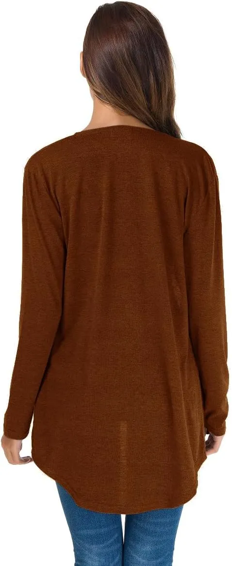 TownCat Cardigans for Women Loose Casual Long Sleeved Open Front Breathable Cardigans with Pockets