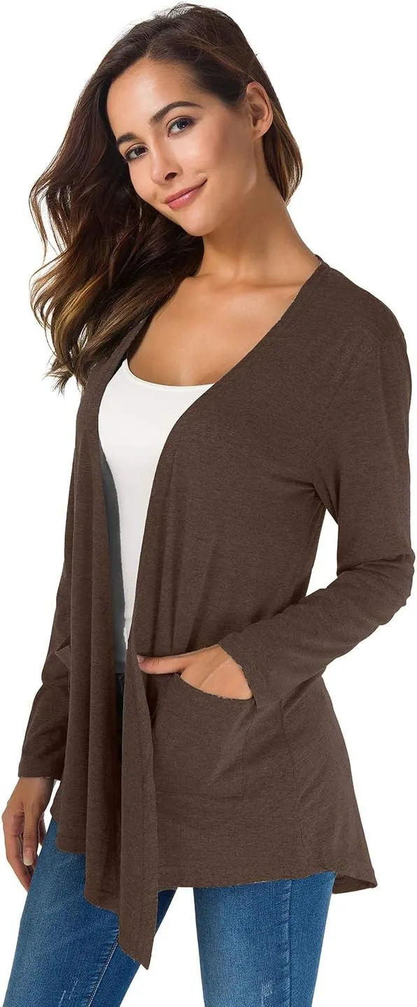 TownCat Cardigans for Women Loose Casual Long Sleeved Open Front Breathable Cardigans with Pockets