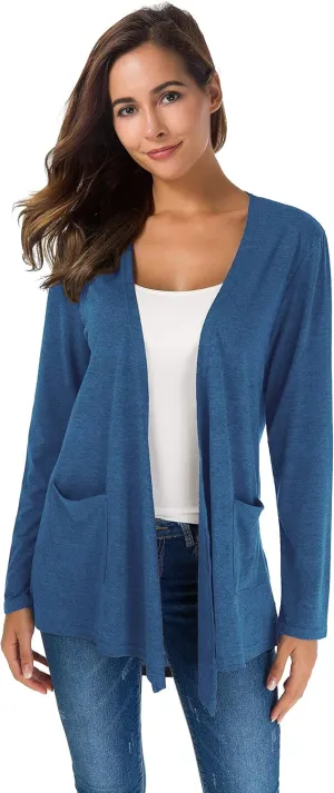 TownCat Cardigans for Women Loose Casual Long Sleeved Open Front Breathable Cardigans with Pockets