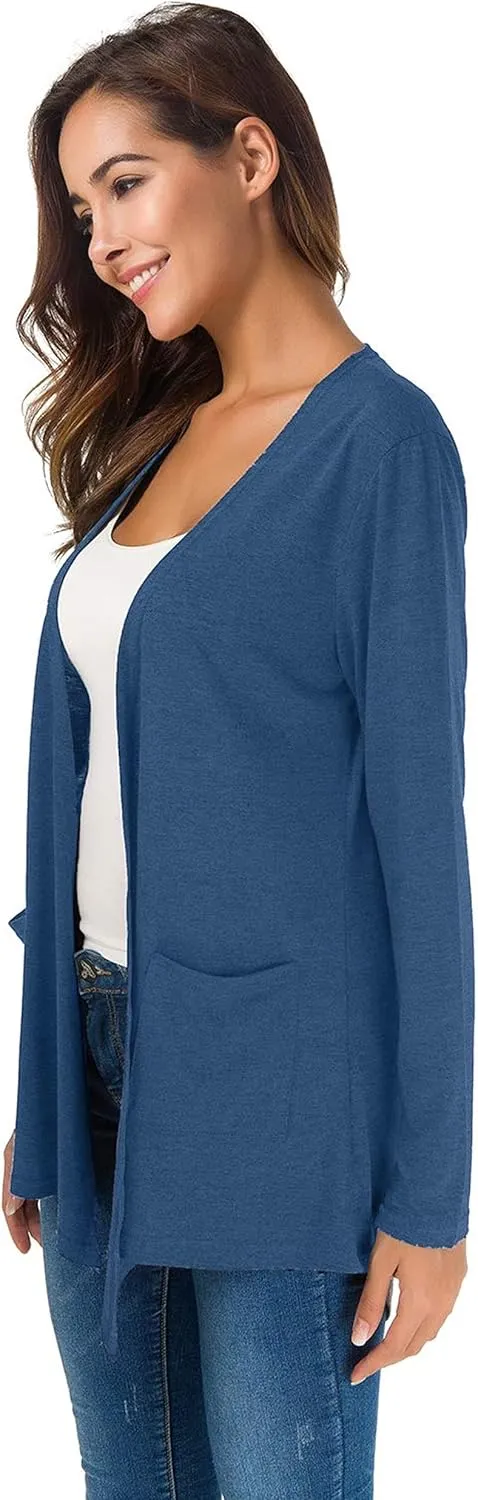 TownCat Cardigans for Women Loose Casual Long Sleeved Open Front Breathable Cardigans with Pockets