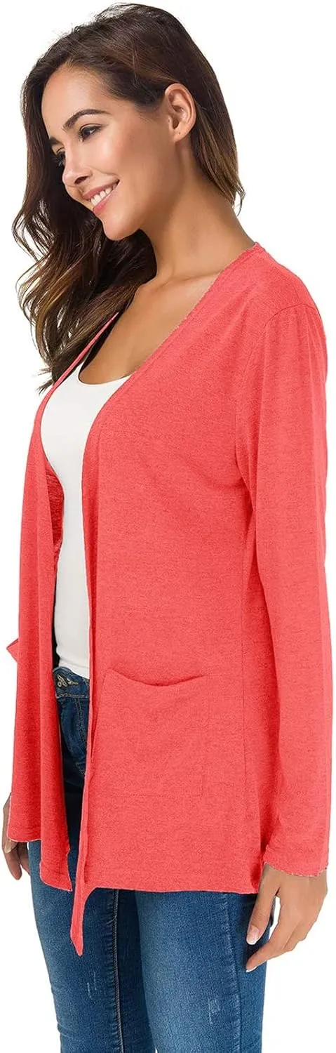 TownCat Cardigans for Women Loose Casual Long Sleeved Open Front Breathable Cardigans with Pockets