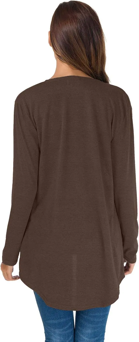 TownCat Cardigans for Women Loose Casual Long Sleeved Open Front Breathable Cardigans with Pockets
