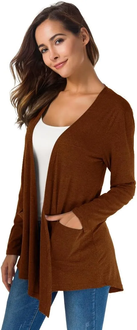 TownCat Cardigans for Women Loose Casual Long Sleeved Open Front Breathable Cardigans with Pockets