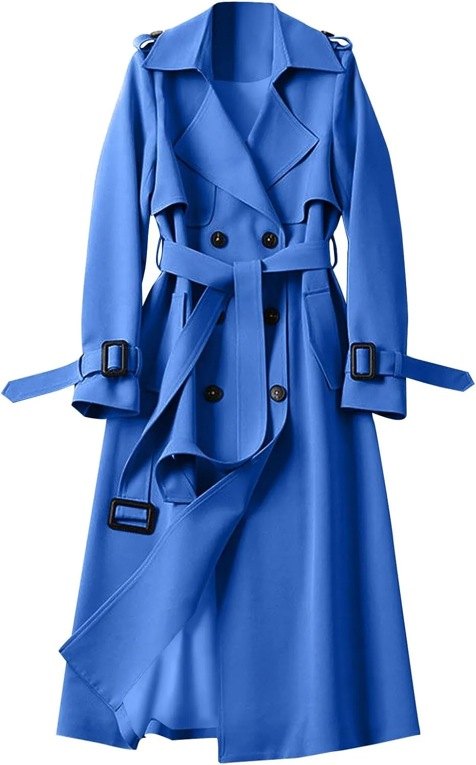 Trench Coat Women Long Double Breasted Jackets Classic Elegant Windproof Lapel Overcoat with Belt Fall Winter Outwear