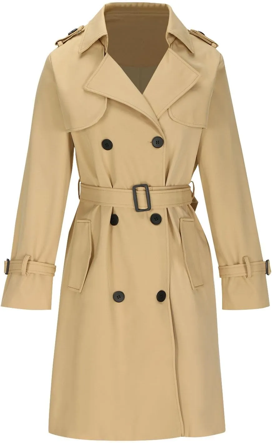Trench Coat Women Long Double Breasted Jackets Classic Elegant Windproof Lapel Overcoat with Belt Fall Winter Outwear