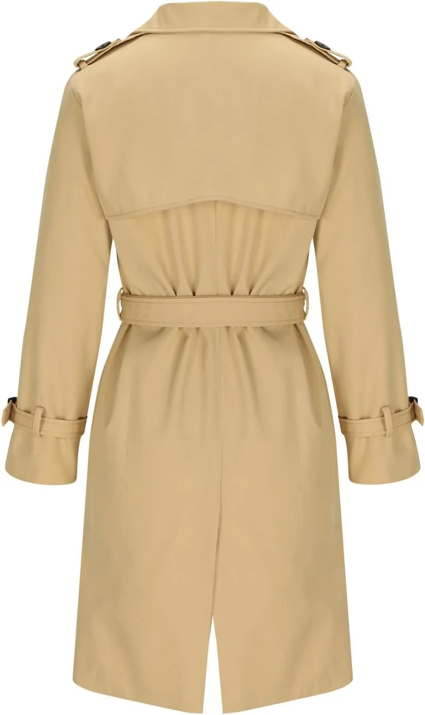 Trench Coat Women Long Double Breasted Jackets Classic Elegant Windproof Lapel Overcoat with Belt Fall Winter Outwear