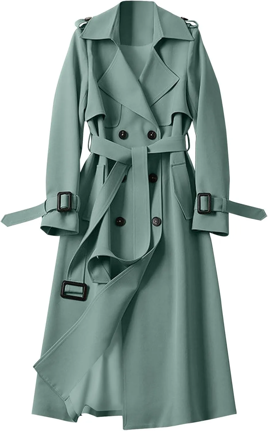 Trench Coat Women Long Double Breasted Jackets Classic Elegant Windproof Lapel Overcoat with Belt Fall Winter Outwear