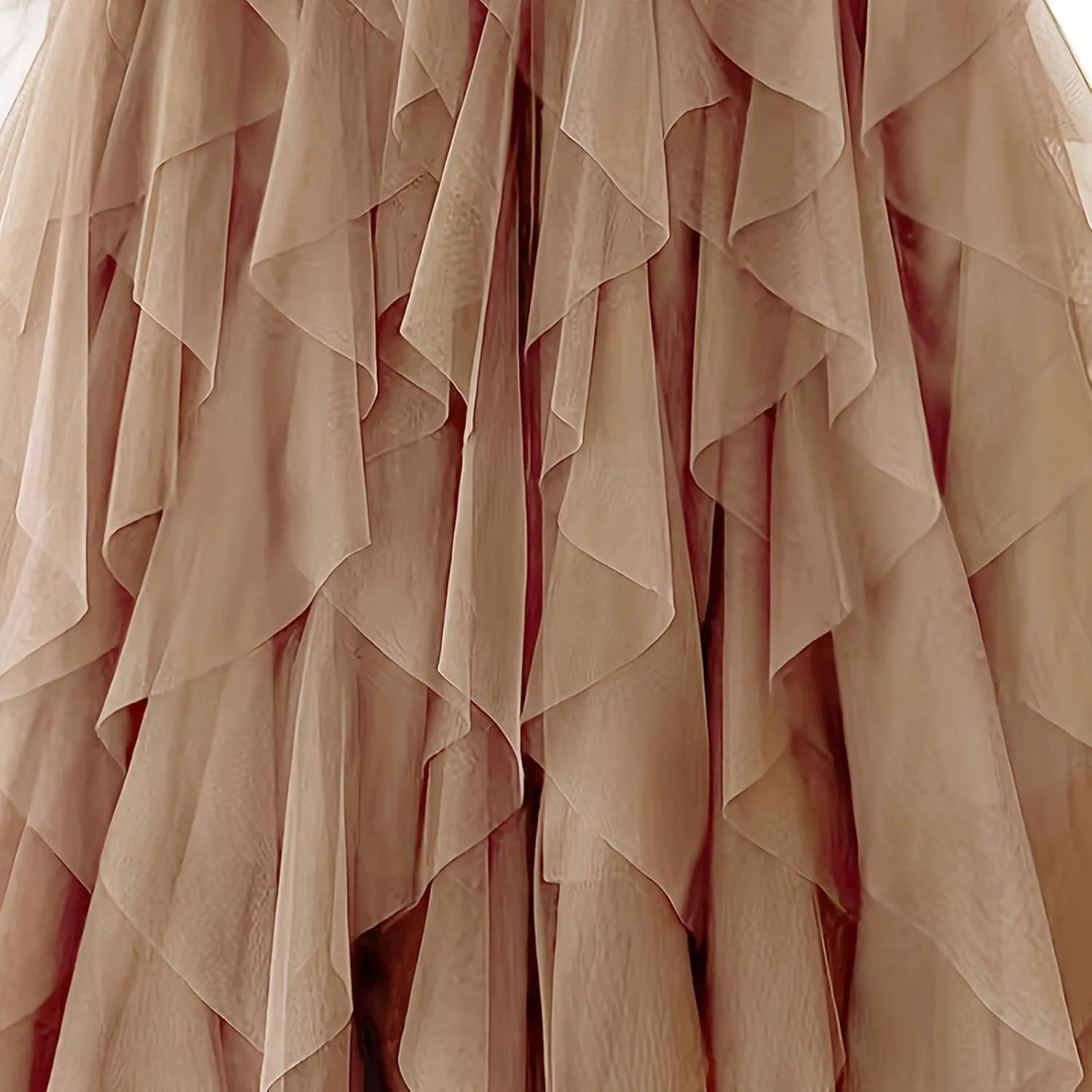 Tulle Skirts for Women Midi Long Fairy Tutu A-Line Mesh Layered High Elastic Waist Asymmetrical Pleated A Line Skirt