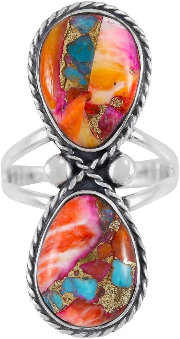 Turquoise Ring Sterling Silver 925 Genuine Gemstones Size 6 to 11