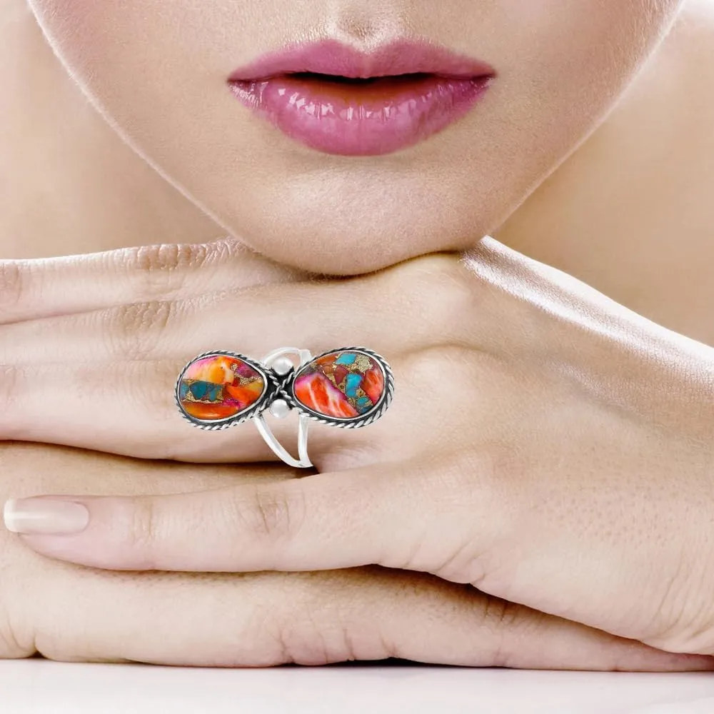 Turquoise Ring Sterling Silver 925 Genuine Gemstones Size 6 to 11