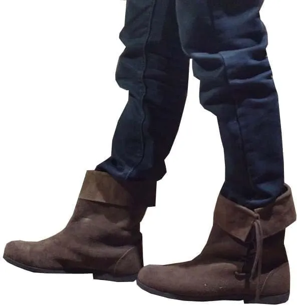 UK Armor Medieval Suede Leather Ankle Shoes for Unisex ?C Adjustable, Comfortable, and Stylish for Historical Events and Everyday Use