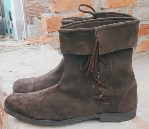 UK Armor Medieval Suede Leather Ankle Shoes for Unisex ?C Adjustable, Comfortable, and Stylish for Historical Events and Everyday Use
