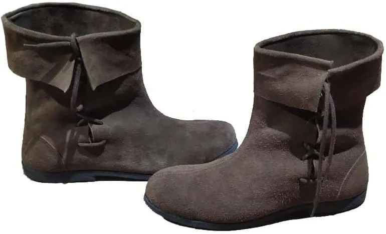 UK Armor Medieval Suede Leather Ankle Shoes for Unisex ?C Adjustable, Comfortable, and Stylish for Historical Events and Everyday Use