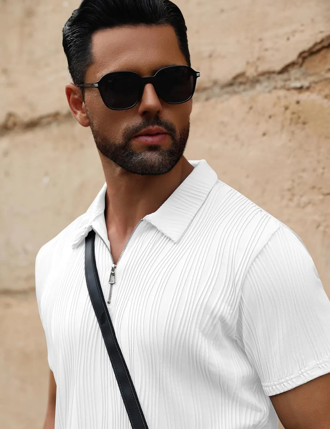 URRU Men's 2 Piece Short Set Summer Outfits Fashion Casual Short Sleeve Polo Shirt and Short Set