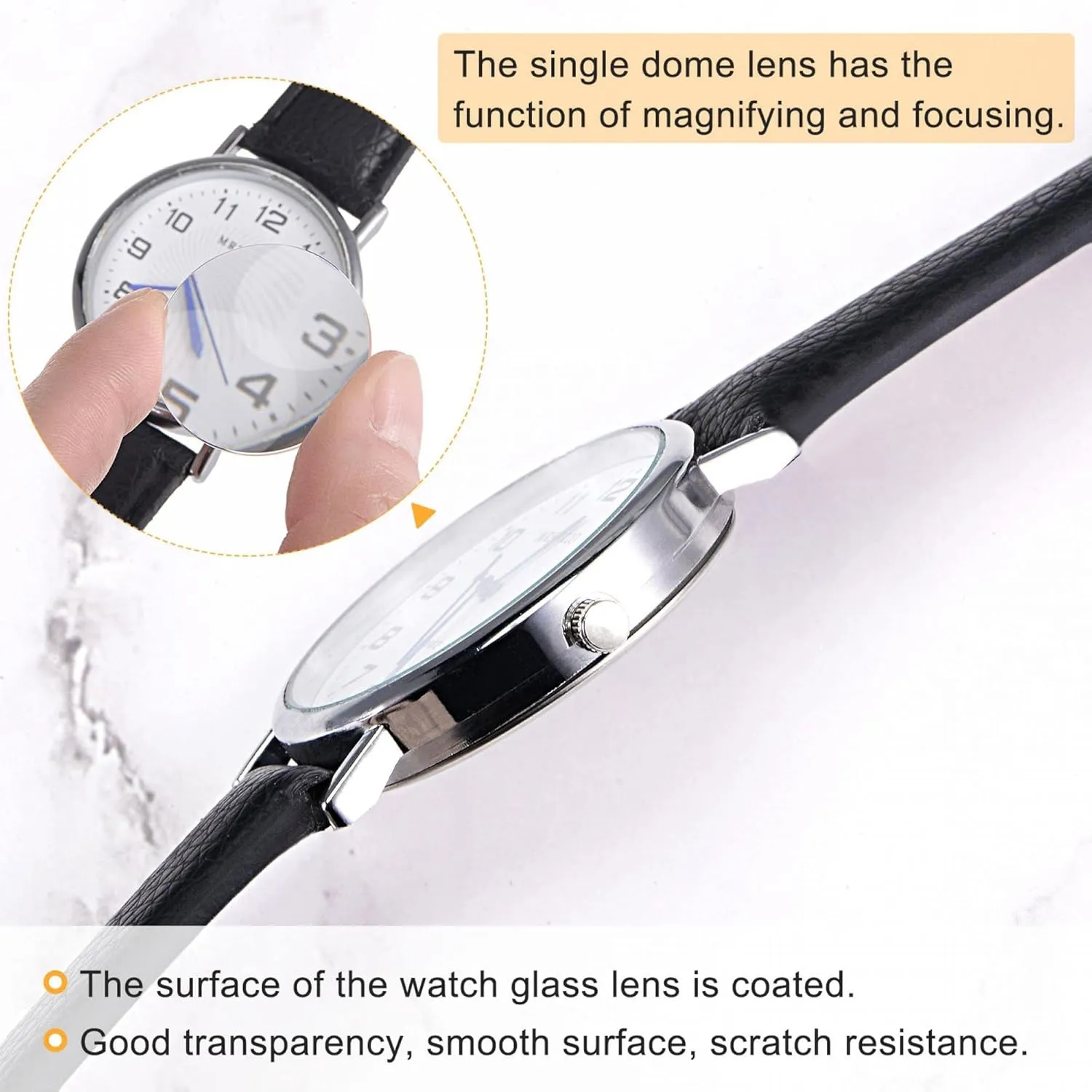 uxcell 8 Pack 38mm Dia. Watch Glass Crystal Lens, Single Dome Round 1.5mm Edge Thickness for Watchmaker Repair Clear