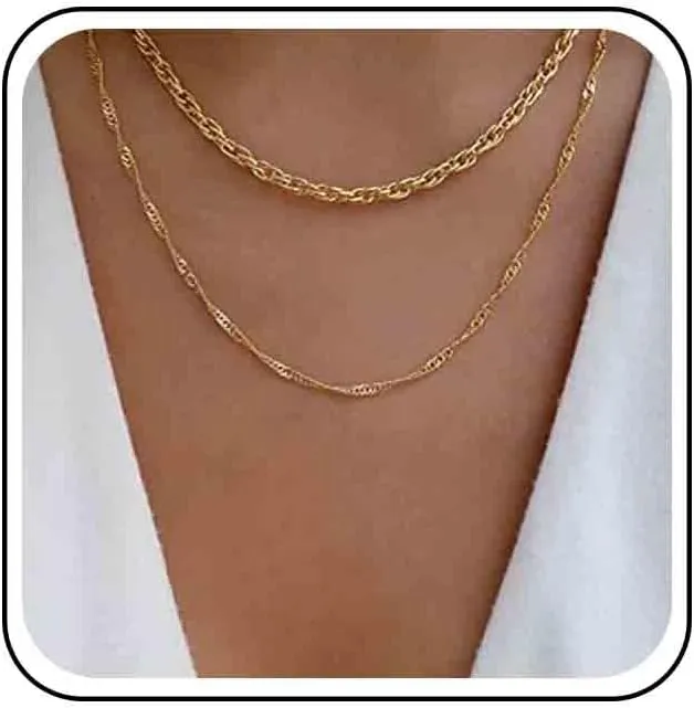 Vintage Layered Rope Chain Necklace Twist Chain Choker Necklace Gold Braided Chain Necklace Singapore Chain Choker Necklace Jewelry for Women
