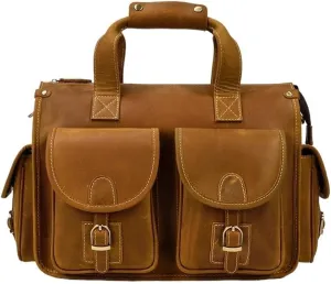 Vintage Leather Laptop Bag Waterproof Mens Business Travel Messenger Briefcase Vacation Work Design