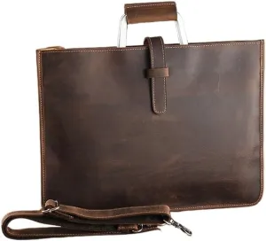 Vintage Travel Hand Bag Carry on Mens Leather Briefcase Waterproof Business Vacation Commuter with Multiple