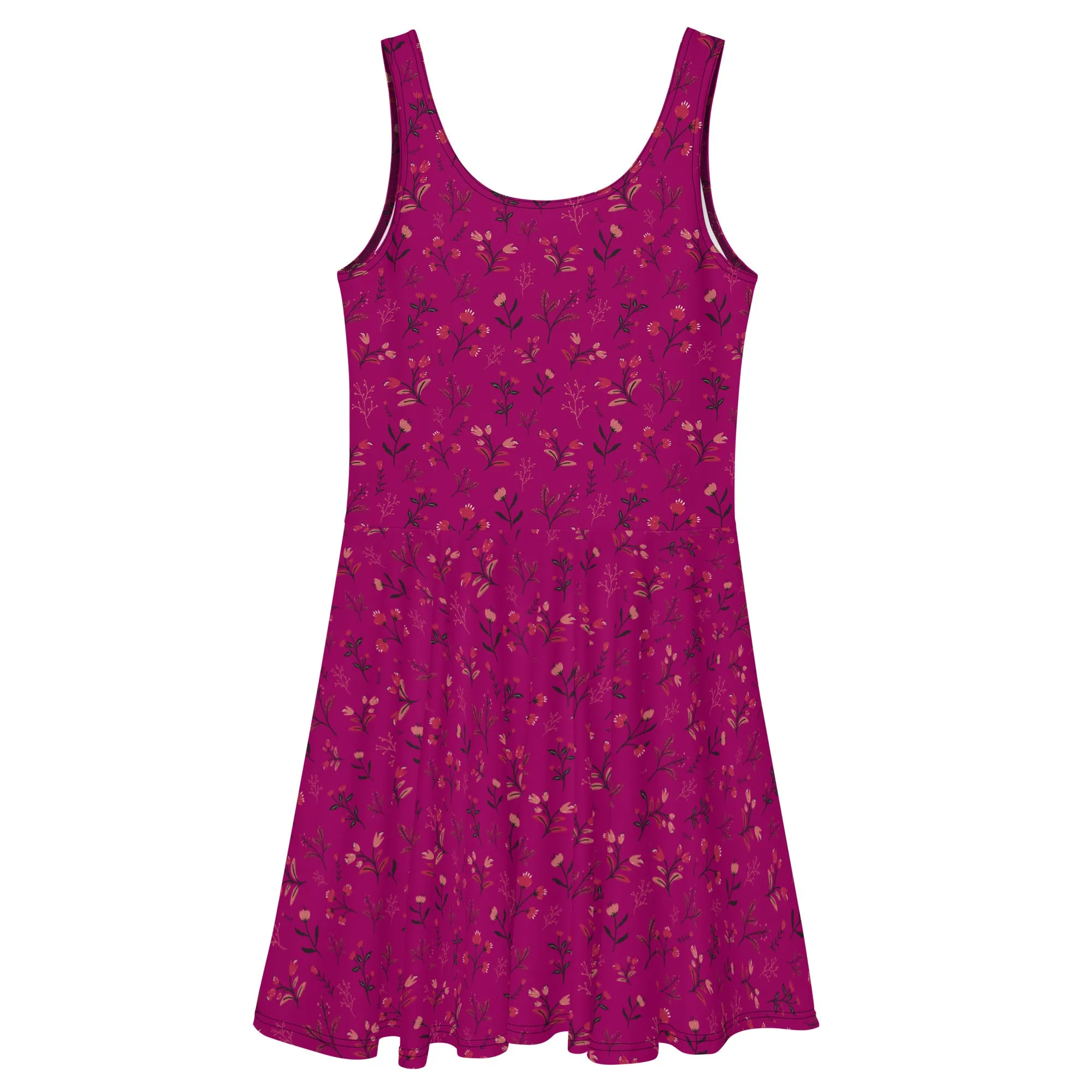 Viva Magenta Floral Skater Dress (XS-3XL)