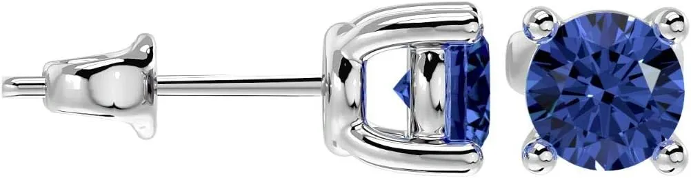 VVS Gems Certified Elegant 10K Gold Round Shape Natural Gemstone 5 MM Solitaire Stud Earrings for women, Birthstone Jewelry