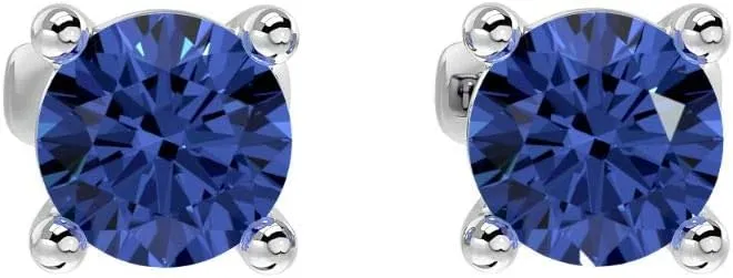 VVS Gems Certified Elegant 10K Gold Round Shape Natural Gemstone 5 MM Solitaire Stud Earrings for women, Birthstone Jewelry