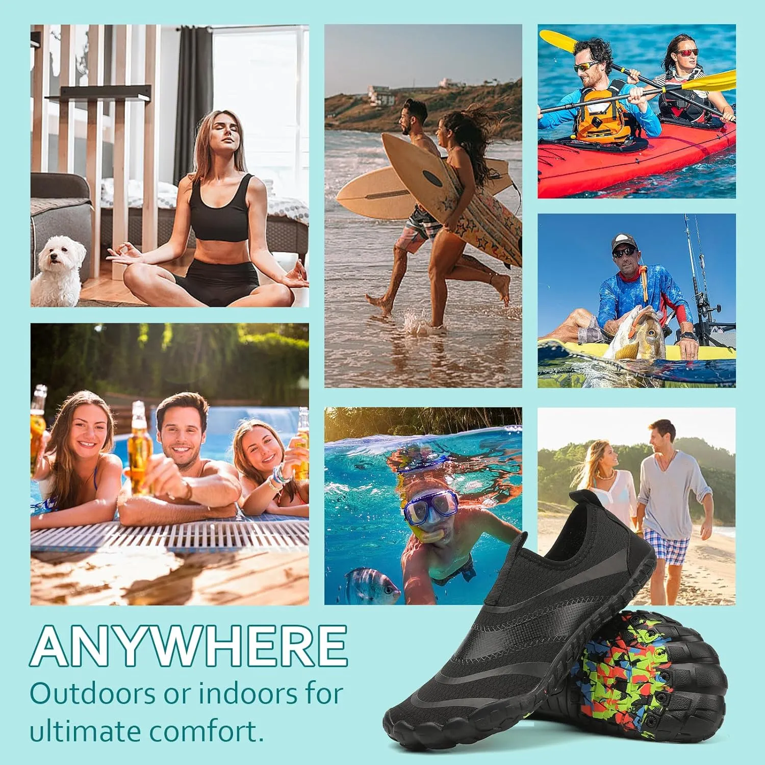Water Shoes Womens Mens Quick-Dry Aqua Yoga Socks Barefoot Swim Pool Beach Shoes for Walking Hiking Diving Surf Ootdoor Water Sports