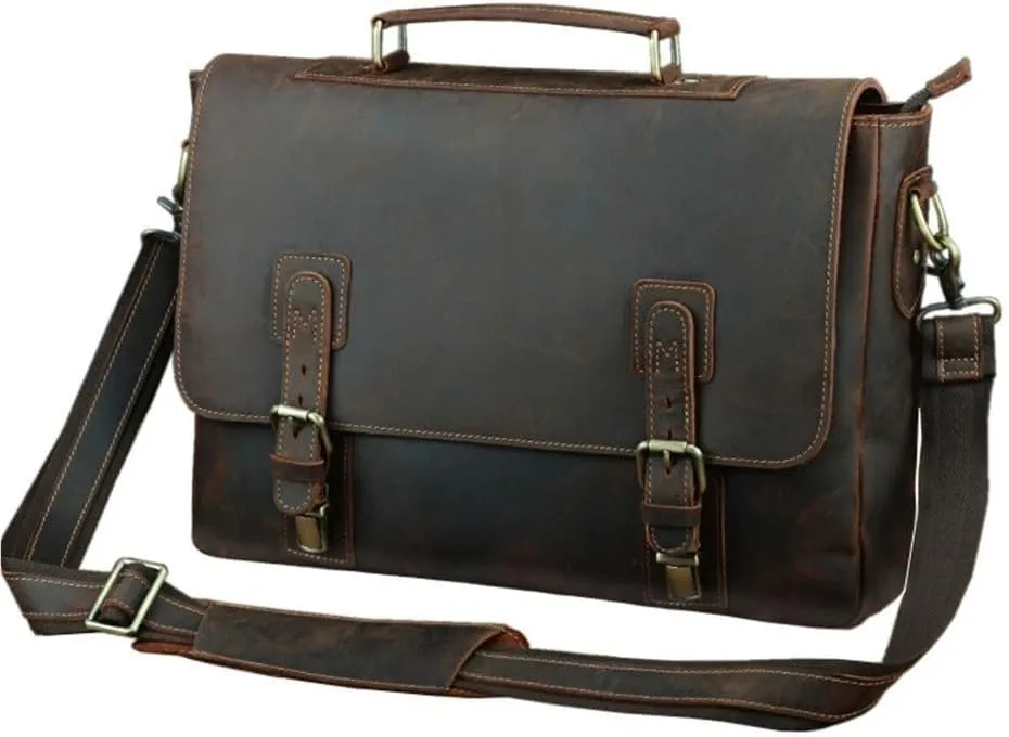 Waterproof Business Travel Bag Vintage Leather Messenger Briefcase Men Vacation Office Work Laptop Case