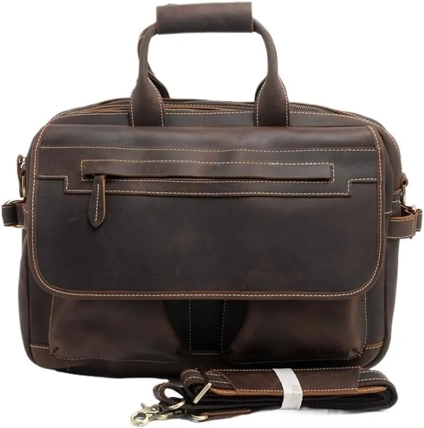 Waterproof Mens Messenger Bag Vintage Leather Business Travel Briefcase Vacation Office Work Laptop Bag