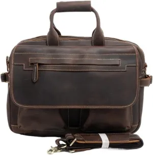 Waterproof Mens Messenger Bag Vintage Leather Business Travel Briefcase Vacation Office Work Laptop Bag
